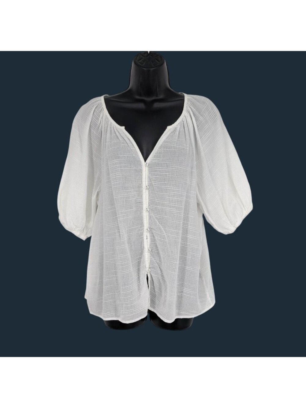 Love Stitch Gauze Peasant Button Frontโ Top Lightweight Festival Vacation Large